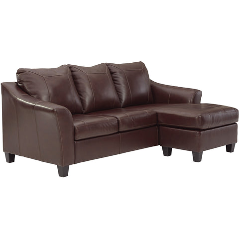 Fortney Mahogany Leather Sofa Chaise - bellafurnituretv