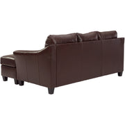 Fortney Mahogany Leather Sofa Chaise - bellafurnituretv