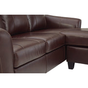 Fortney Mahogany Leather Sofa Chaise - bellafurnituretv