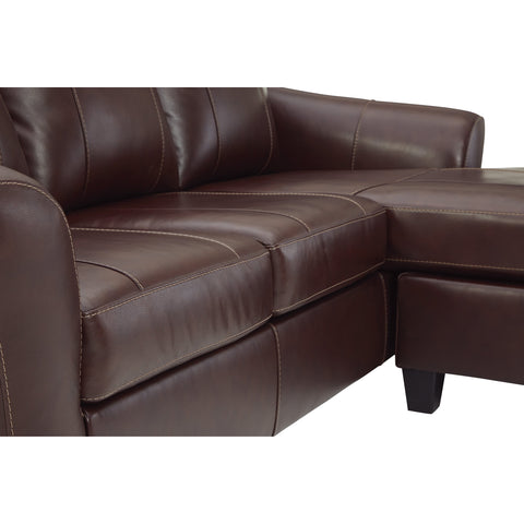 Fortney Mahogany Leather Sofa Chaise - bellafurnituretv