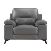 Mischa Dark Gray Top-Grain Leather Armchair - bellafurnituretv