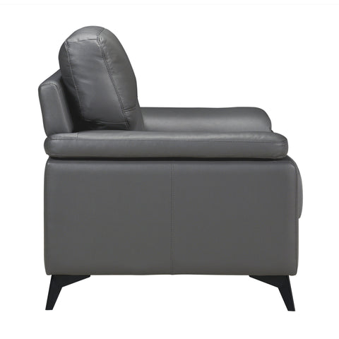 Mischa Dark Gray Top-Grain Leather Armchair - bellafurnituretv