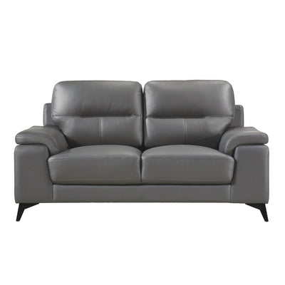 Mischa Dark Gray Top-Grain Leather Loveseat - bellafurnituretv