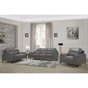 Mischa Dark Gray Top-Grain Leather Loveseat - bellafurnituretv