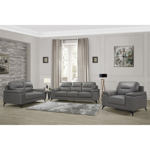 Mischa Dark Gray Top-Grain Leather Sofa - bellafurnituretv