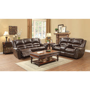 Center Hill Brown Bonded Leather Reclining Sofa - bellafurnituretv