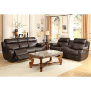 Marille Brown Bonded Leather Reclining Living Room Set - bellafurnituretv