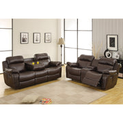 Marille Brown Bonded Leather Reclining Living Room Set - bellafurnituretv