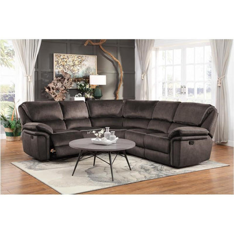 Bronagh Velvet Chocolate Reclining Sectional - bellafurnituretv