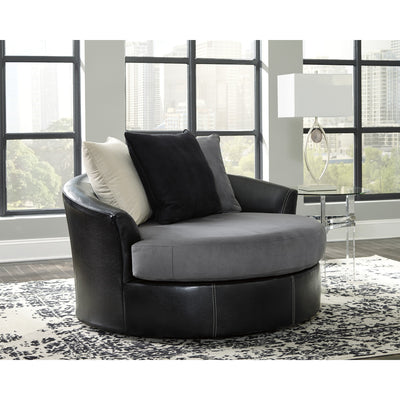 Jacurso Charcoal Oversized Swivel Accent Chair - bellafurnituretv