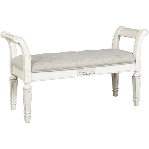 Realyn Antique White Accent Bench - bellafurnituretv