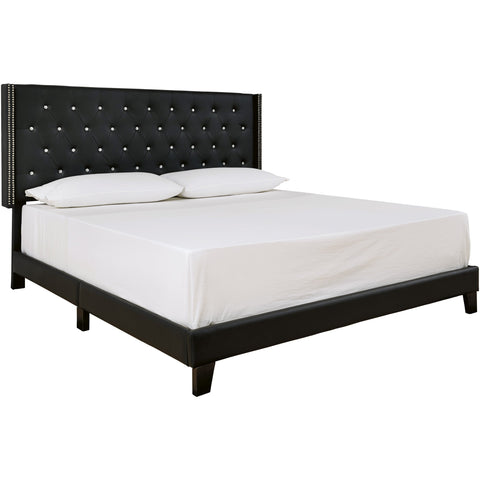 Vintasso Black Queen Upholstered Platform Bed - bellafurnituretv