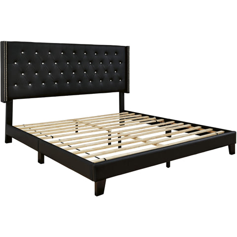 Vintasso Black King Upholstered Platform Bed - bellafurnituretv