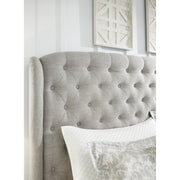 Jerary Khaki Wingback Queen Upholstered Bed - bellafurnituretv