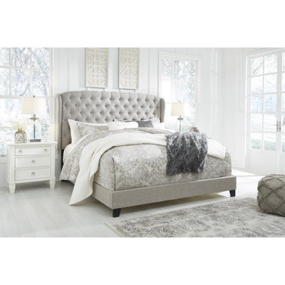 Jerary Khaki Wingback King Upholstered Bed - bellafurnituretv