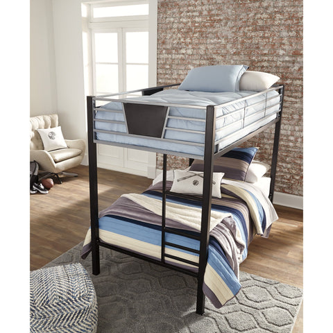 Dinsmore Black/Gray Twin/Twin Bunk Bed - bellafurnituretv