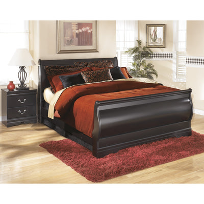 Huey Vineyard Black King Sleigh Bed - bellafurnituretv