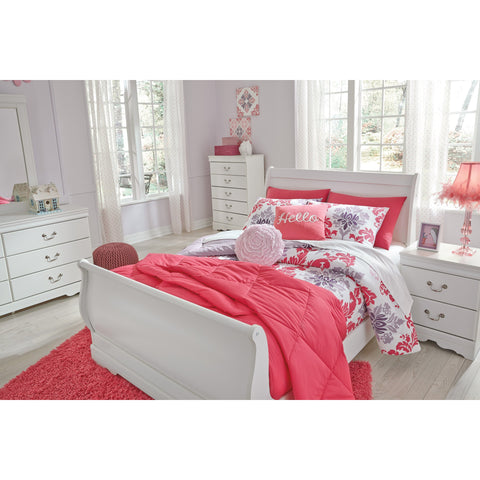 Anarasia White Full Sleigh Bed - bellafurnituretv