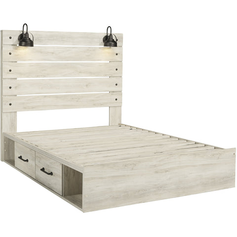 Cambeck Whitewash Queen Side Storage Platform Bed - bellafurnituretv