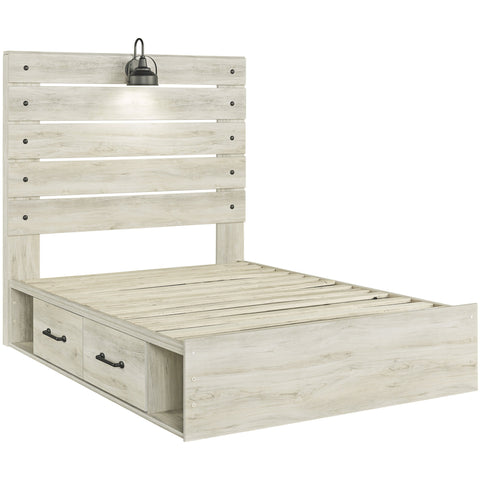 Cambeck Whitewash Full Side Storage Platform Bed - bellafurnituretv