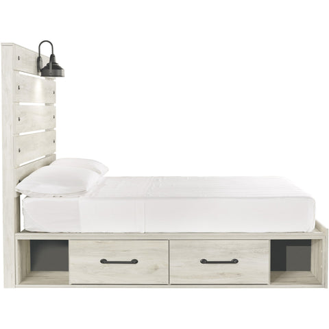 Cambeck Whitewash Full Side Storage Platform Bed - bellafurnituretv