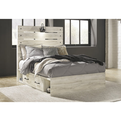 Cambeck Whitewash Full Side Storage Platform Bed - bellafurnituretv