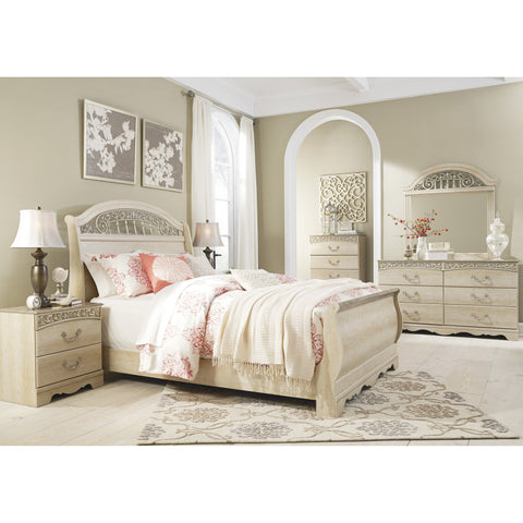 Catalina Antique White Sleigh Bedroom Set - bellafurnituretv