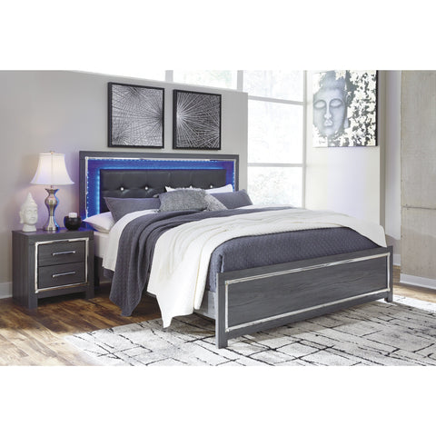 Lodanna Gray King LED Panel Bed - bellafurnituretv