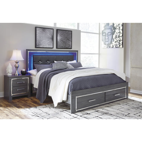 Lodanna Gray Queen LED Storage Bed - bellafurnituretv