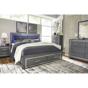 Lodanna Gray King LED Storage Bed - bellafurnituretv