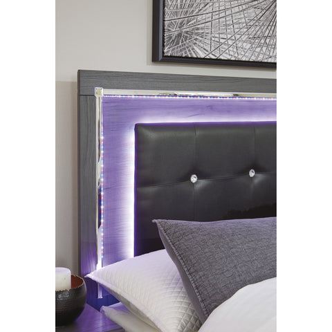 Lodanna Gray Queen LED Panel Bed - bellafurnituretv