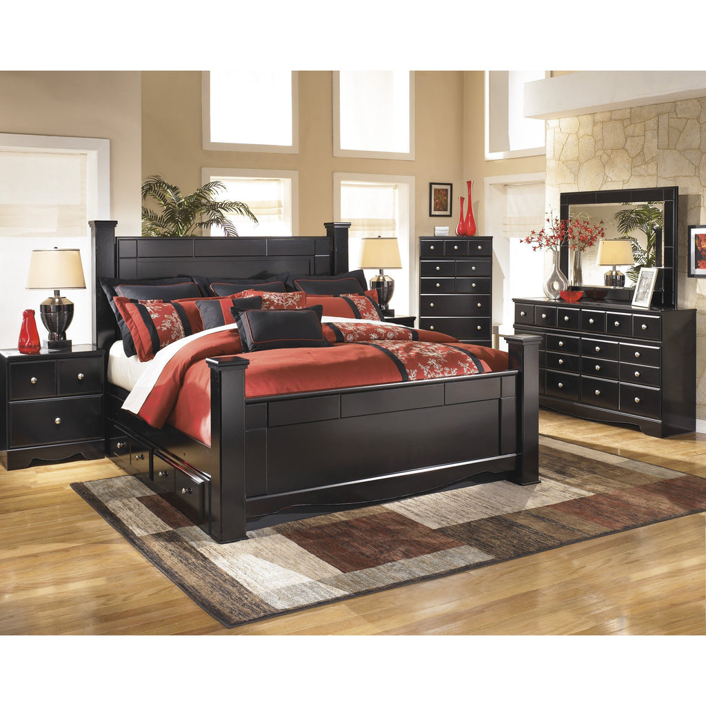 【SALE】 THE SECOND掲載8ページSET（ポスターサイズ）#5784 SPECIAL] Shay Black Storage Poster Bedroom Set | Bella Furniture