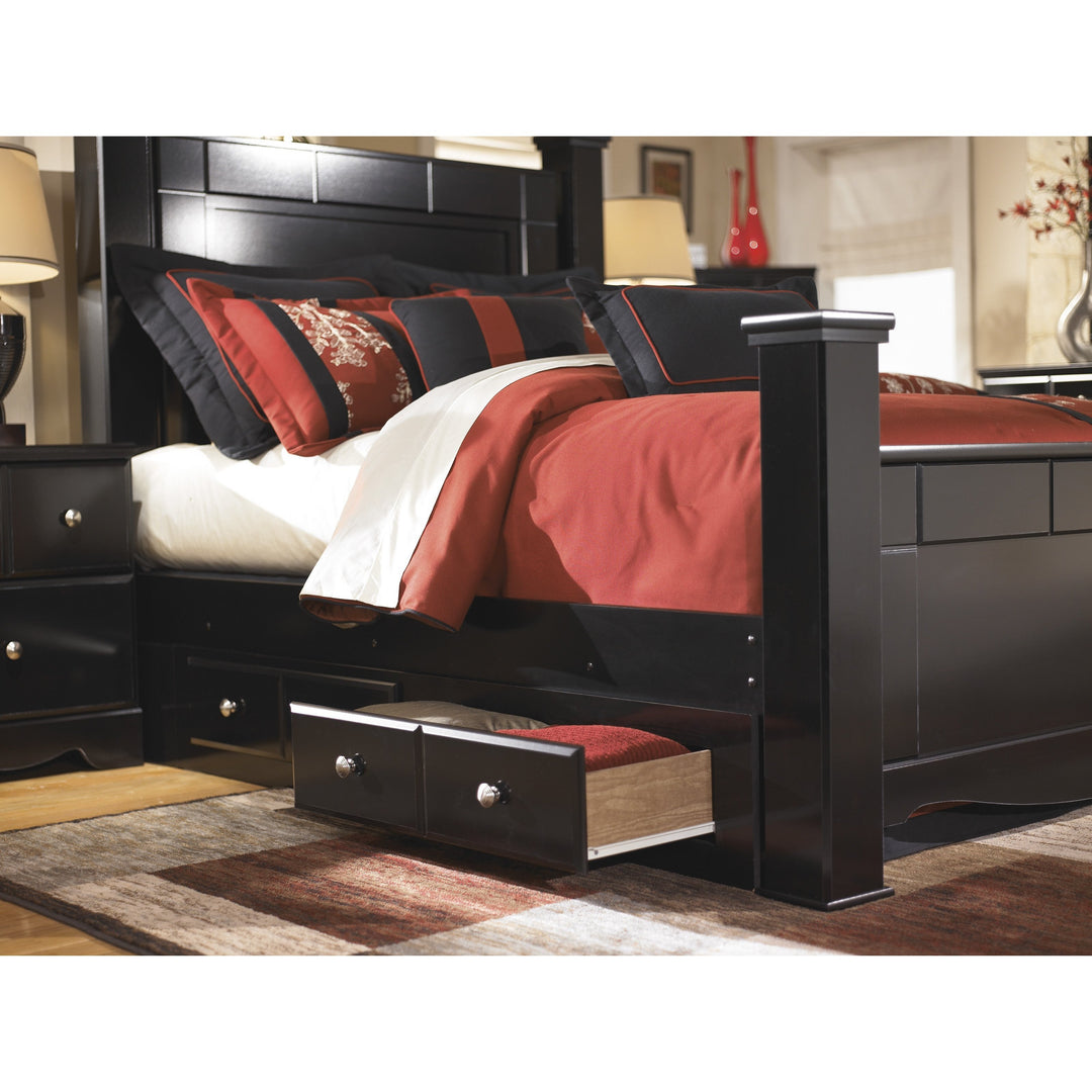 SPECIAL Shay Black Storage Poster Bedroom Set Bella Furniture