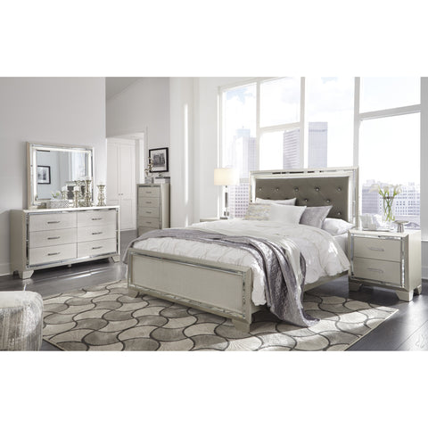 Lonnix Silver Queen LED Upholstered Panel Bed | B410 - bellafurnituretv