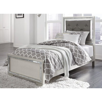 Lonnix Silver Twin LED Upholstered Panel Bed | B410 - bellafurnituretv