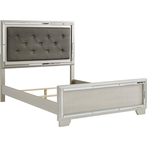 Lonnix Silver Queen LED Upholstered Panel Bed | B410 - bellafurnituretv