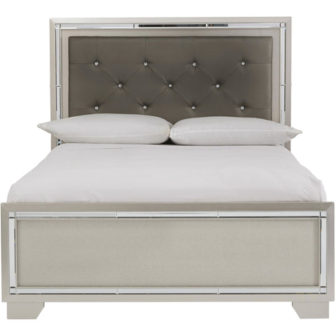 Lonnix Silver Full LED Upholstered Panel Bed | B410 - bellafurnituretv