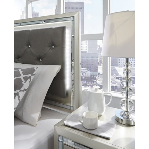 Lonnix Silver Full LED Upholstered Panel Bed | B410 - bellafurnituretv