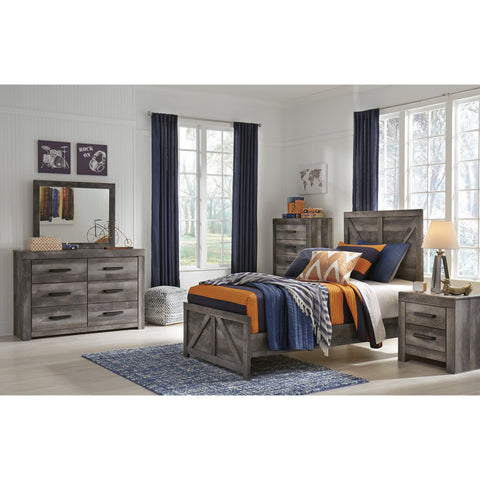 Wynnlow Gray Twin Crossbuck Panel Bed | B440 - bellafurnituretv