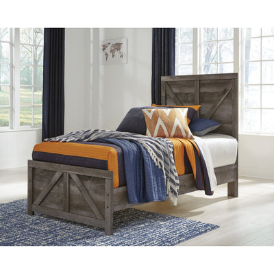 Wynnlow Gray Twin Crossbuck Panel Bed | B440 - bellafurnituretv