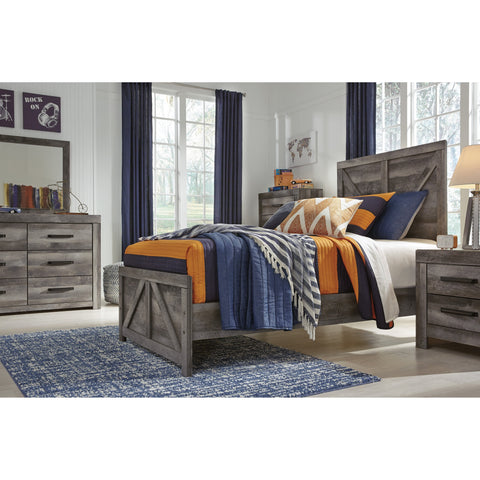 Wynnlow Gray Twin Crossbuck Panel Bed | B440 - bellafurnituretv