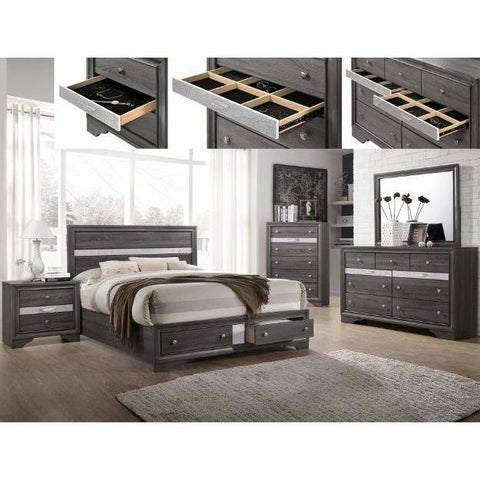 Regata Gray Storage Platform Bedroom Set - bellafurnituretv