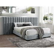 Jardin Gray Velvet Wall Platform Bedroom Set - bellafurnituretv