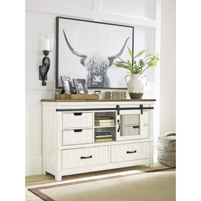 Wystfield White/Brown Dresser - bellafurnituretv