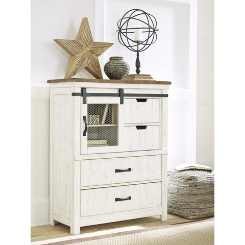 Wystfield White/Brown Chest - bellafurnituretv