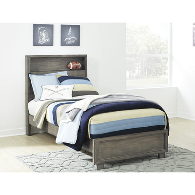 Arnett Gray Twin Bookcase Bed - bellafurnituretv
