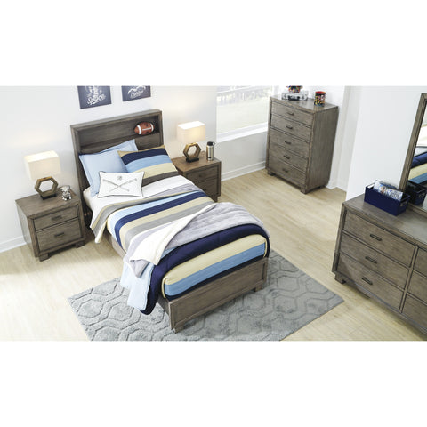 Arnett Gray Twin Bookcase Bed - bellafurnituretv