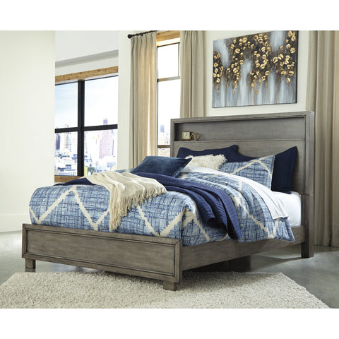 Arnett Gray Queen Bookcase Bed - bellafurnituretv