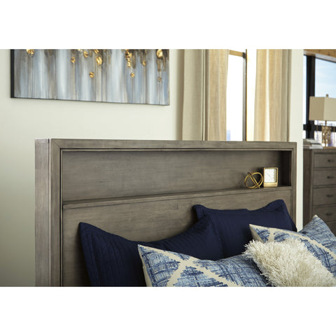 Arnett Gray Queen Bookcase Bed - bellafurnituretv