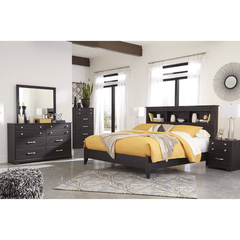 Reylow Dark Brown Bookcase Panel Bedroom Set | B555 - bellafurnituretv